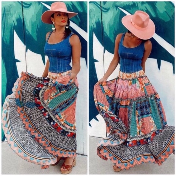 Anthropologie Celina Tiered Maxi Skirt Size 6 - Picture 4 of 9